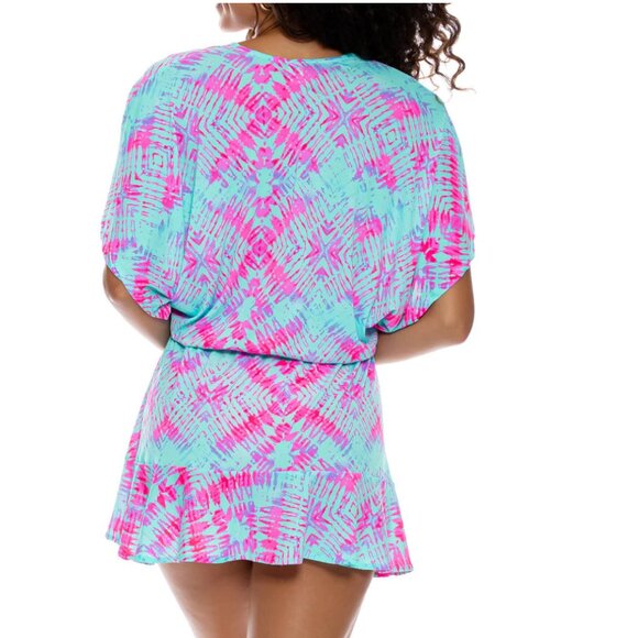 Luli Fama Miami  - SHOCK WAVES - Playera V Neck Ruffle Dress Medium - Picture 3 of 15